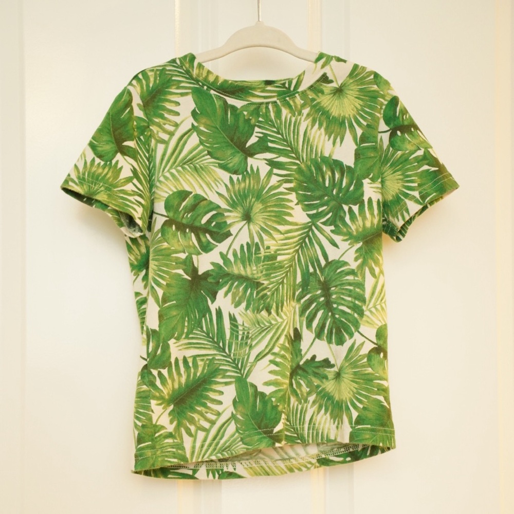 Janie and Jack Green Leaf Print Kids Tee